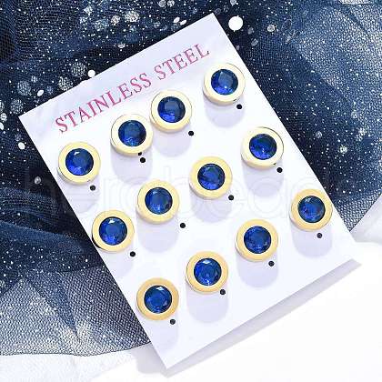 304 Stainless Steel Flat Round Stud Earrings EJEW-C099-23G-01-1