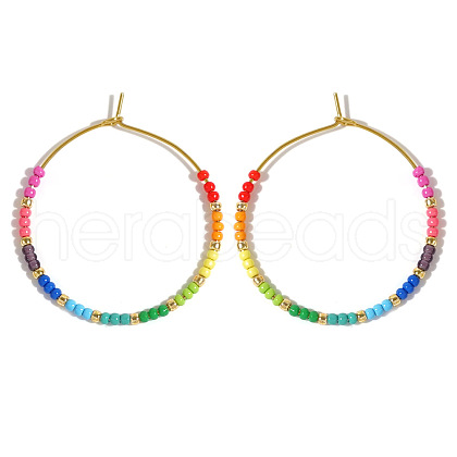 Glass Colorful Beads Hoop Earrings for Women SX7137-1-1