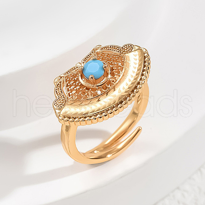 Brass Pave Cubic Zirconia Adjustable Finger Rings for Women GF5911-4-1