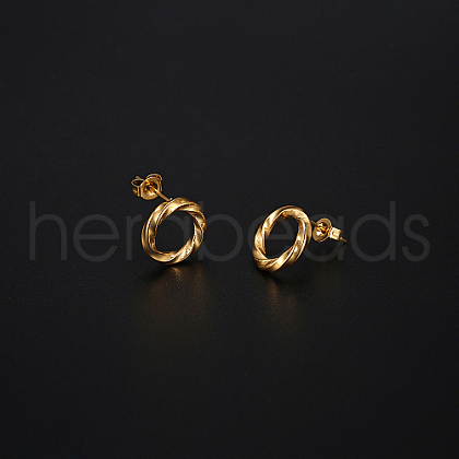 304 Stainless Steel Ring Stud Earring for Women KE1906-1