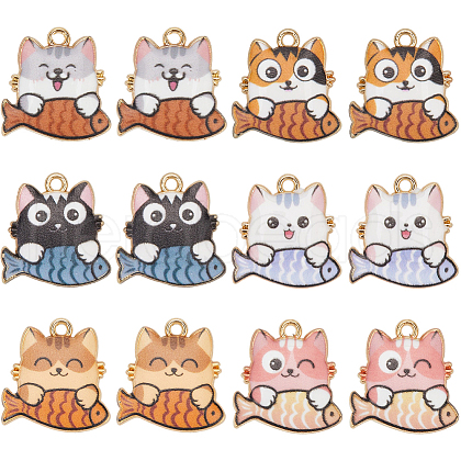 SUNNYCLUE 24Pcs 6 Colors Rack Plating Alloy Enamel Pendants FIND-SC0012-11-1
