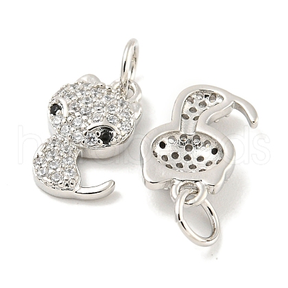 Rack Plating Brass Micro Pave Clear Cubic Zirconia Pendants KK-B093-02C-P-1