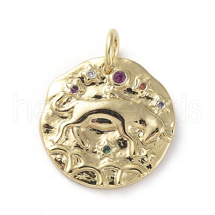 Brass Micro Pave Cubic Zirconia Pendants X-ZIRC-G157-03L-01G-1