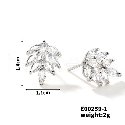 Copper Geometric Zircon Stud Earrings for Elegant Summer Style KE2533-1-1