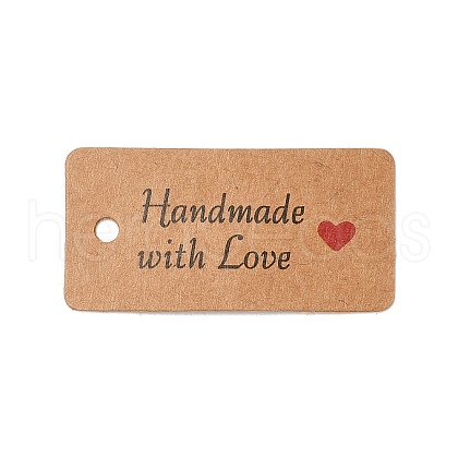 100Pcs Kraft Paper Word Handmade with Love Printed Gift Tags CDIS-H007-12B-1