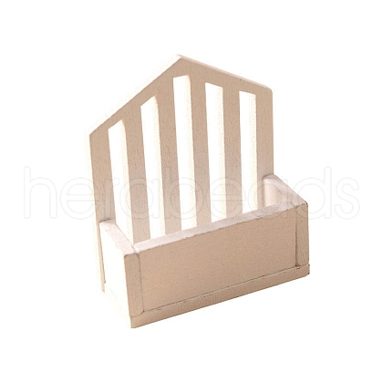 Wood House Shape Storage Basket Miniature Ornaments PW-WG75162-02-1