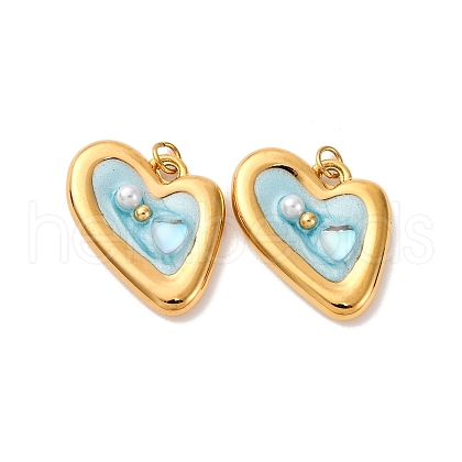 304 Stainless Steel Enamel Pendants STAS-U061-12G-1