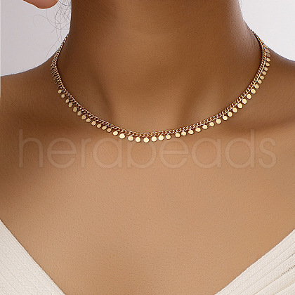 Alloy Disc Tassel Twisted Chain Necklaces for Women FS-WG469BC-02-1