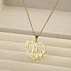 201 Stainless Steel Flower Heart Initial Pendant Necklaces for Women FS-WG08285-24-1