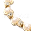 Rack Plating Iron Heart & Square Link Chain Bracelet with Clear Cubic Zirconia BJEW-I300-06G-2