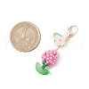 Flower Glass Pearl & Seed Beads Pendant Decorations HJEW-MZ00274-5