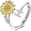Adjustable Brass Rhinestone Rotating Cuff Rings FS-WG5B177-08-1
