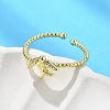 Bird Brass Cuff Rings for Women RJEW-C123-06G-2