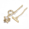 Brass Micro Pave Clear Cubic Zirconia Chain Extender ZIRC-G168-02G-2