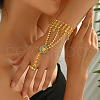 Vintage Brass Flat Round Link Finger Ring Bracelets for Women FH0494-3