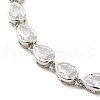 Clear Cubic Zirconia Teardrop Link Chain Necklace NJEW-E074-01P-3