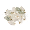 Natural Jade Bamboo Stick Charms with Rack Plating Brass Loops G-G110-03B-G-1
