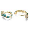 Green Cubic Zirconia Snake Huggie Hoop Earring EJEW-N011-46B-NF-3