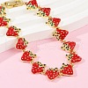 Brass Micro Pave Cubic Zirconia Enamel Link Bracelets BJEW-Z126-02G-2