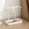 Plastic Jewelry Display Stand with Wood Tray AJEW-Z032-02B-1
