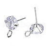 Brass Micro Clear Cubic Zirconia Stud Earring Findings X-KK-R132-065P-NF-1