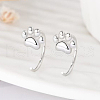 Sweet and Cute S925 Sterling Silver Cat Paw Print Stud Earrings KS0788-1