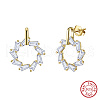 925 Sterling Silver Stud Earrings EJEW-C146-01G-2
