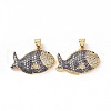 Brass Micro Pave Clear Cubic Zirconia Pendants ZIRC-F135-03G-01-2