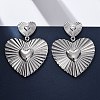 Heart 304 Stainless Steel Dangle Stud Earrings EJEW-Z109-03P-1