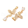 Brass Micro Pave Clear Cubic Zirconia Pendants KK-E068-VC412-3