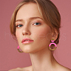 FIBLOOM 3 Pairs 3 Colors Resin & Wooden Donut Dangle Stud Earrings with 316 Surgical Stainless Steel Pins EJEW-FI0002-47-7