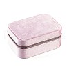 Italian Velvet Double Layers Jewelry Set Storage Zipper Boxes with Mirror Inside CON-G023-09B-1