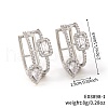 Brass Clear Cubic Zirconia Teardrop with Rectangle Hoop Earrings KY6723-2-3