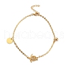 Ion Plating(IP) 304 Stainless Steel Tortoise Link Anklet with Ball Charms for Women AJEW-G049-04G-1
