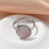 Half Round Natural Rose Quartz Finger Rings X-RJEW-M062-01P-17-4
