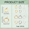 MAYJOYDIY US 12Pcs 6 Style 201 Stainless Steel Huggie Hoop Earring Findings STAS-MA0001-12-2