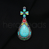 Synthetic Turquoise Musical Instrument Pipa Brooch with Enamel G-PW0007-054C-1