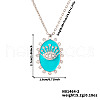 Vintage Brass Pave Clear Cubic Zirconia & Cyan Enamel Crown Eye Pendant Necklaces for Women XM7350-2-2