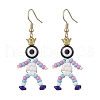 Human with Evil Eye Baking Paint Glass Seed Beads Resin Dangle Earrings EJEW-MZ00431-02-2