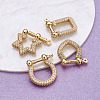 4Pcs 4 Style Brass Micro Pave Clear Cubic Zirconia D-Ring Anchor Shackle Clasps ZIRC-PJ0001-02-14
