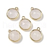 Brass Pave Natural Quartz Crystal Faceted Flat Round Charms G-U028-03G-05-1