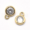 Brass Cubic Zirconia Charms KK-J269-C02-G-NR-2