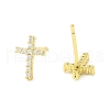Cross Brass Micro Pave Cubic Zirconia Stud Earrings EJEW-L270-22G-2