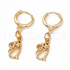 Cubic Zirconia Cat Dangle Hoop Earrings EJEW-B017-24G-1