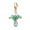 Glass & Acrylic & Shell Pearl Flower Pendant Decorations HJEW-MZ00209-02-2