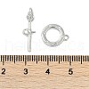 Brass Micro Pave Clear Cubic Zirconia Toggle Clasps KK-K391-14P-4