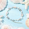 Beach Starfish Turtle Synthetic Magnesite & Natural Cowrie Shell Beaded Anklets AJEW-AN00687-03-1