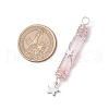 3Pcs 3 Styles Electroplated Natural Quartz Crystal Pointed Copper Wire Wrapped Pendants PALLOY-JF03767-05-5
