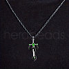 Alloy & 201 Stainless Steel & Rhinestone Dinosaur Wrapped Sword Pendant Necklaces for Men FS-WGFE8C1-03-1