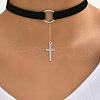 Cross Alloy Pendant Black Velvet Cord Choker Necklaces for Women FS-WGA31B5-01-2